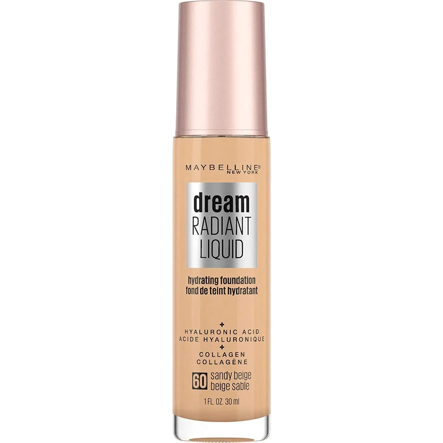 Maybelline Dream Radiant Liquid Medium Coverage Hydrating Makeup, Lightweight Liquid Foundation, Sandy Beige, 1 Fl; Oz