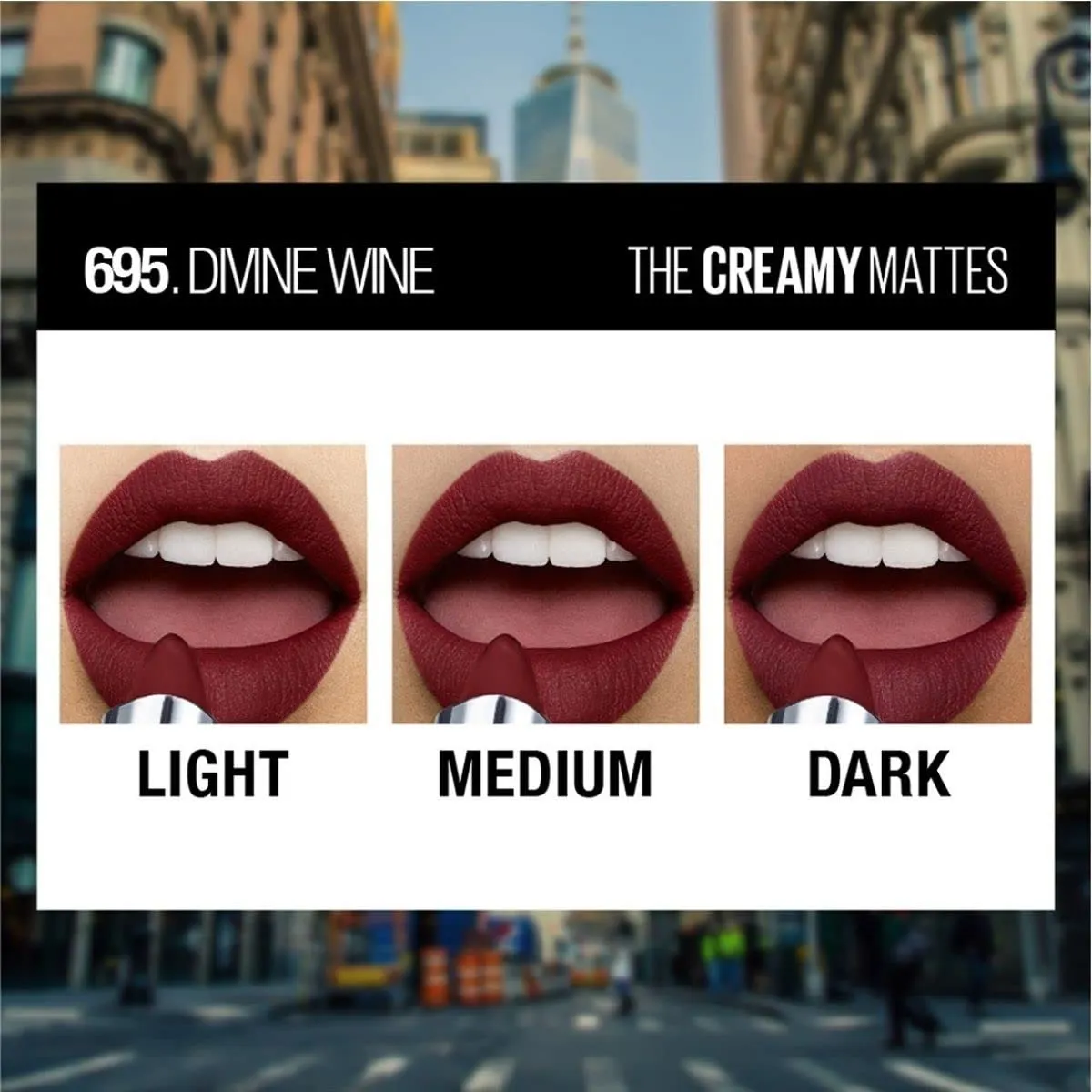 Maybelline New York Matte Lipstick, Intense Colour, Moisturised Lips, Color Sensational Creamy Matte, 695 Divine Wine, 3.9g