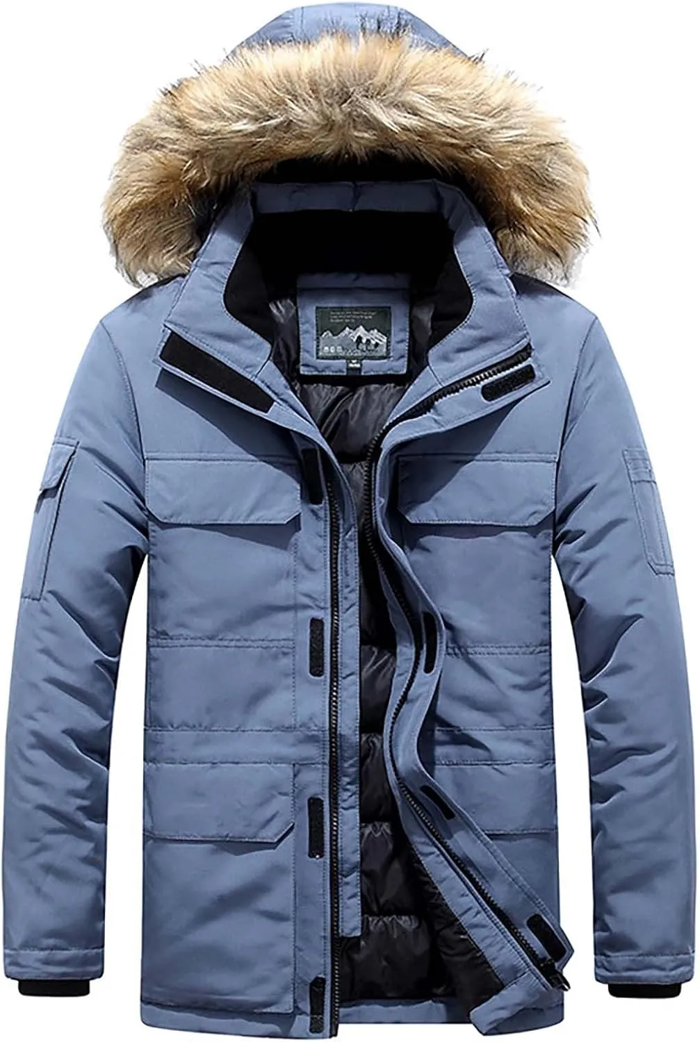 Men's Autumn Winter Coat Jacket Casual Plus Size Light Zip Pocket Cotton Padded Warm Soft Jacket Coat Solid Top