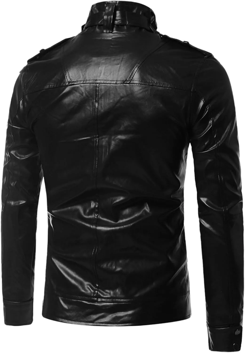 Mens Leather Jacket Windbreaker Motorcycle Jacket Zip up Biker Jacket Casual Faux Leather Jacket Slim Fit Winter Coat