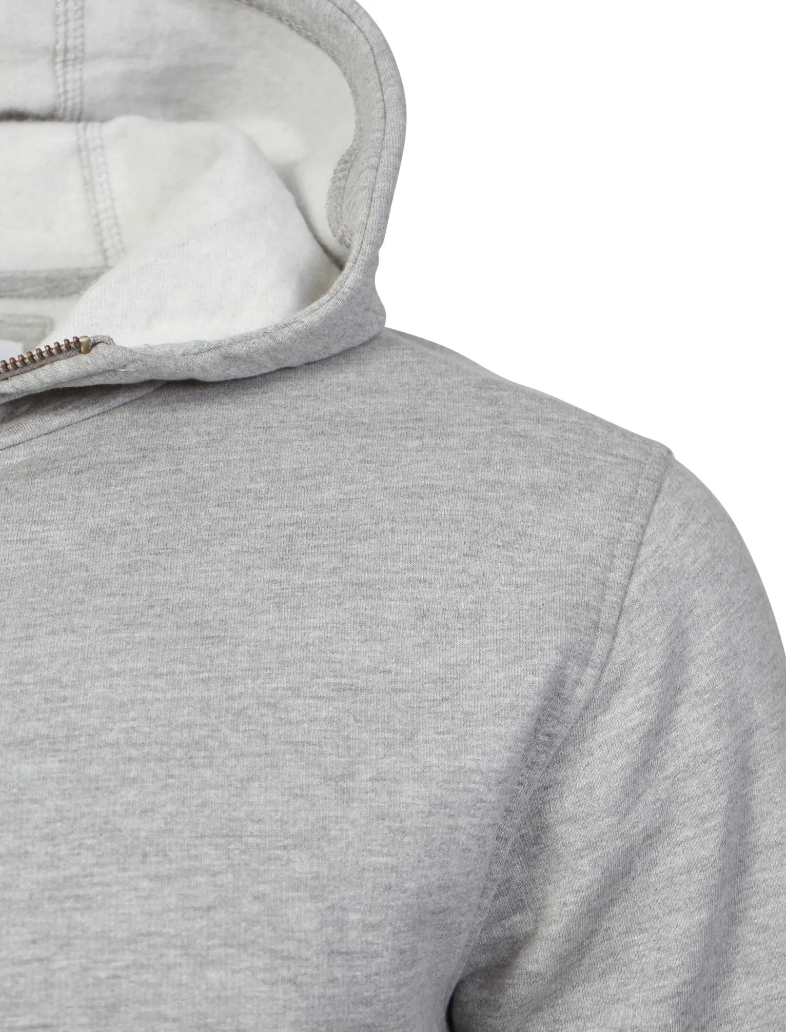 Mens Marc Curve Pocket Hoodie with Brass Zipper in Light Grey