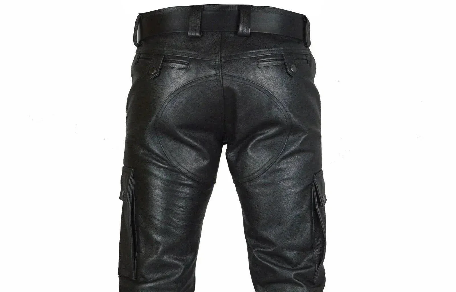 Men's Pants Punk Retro Slim Casual Long Pants Faux Leather Fashion