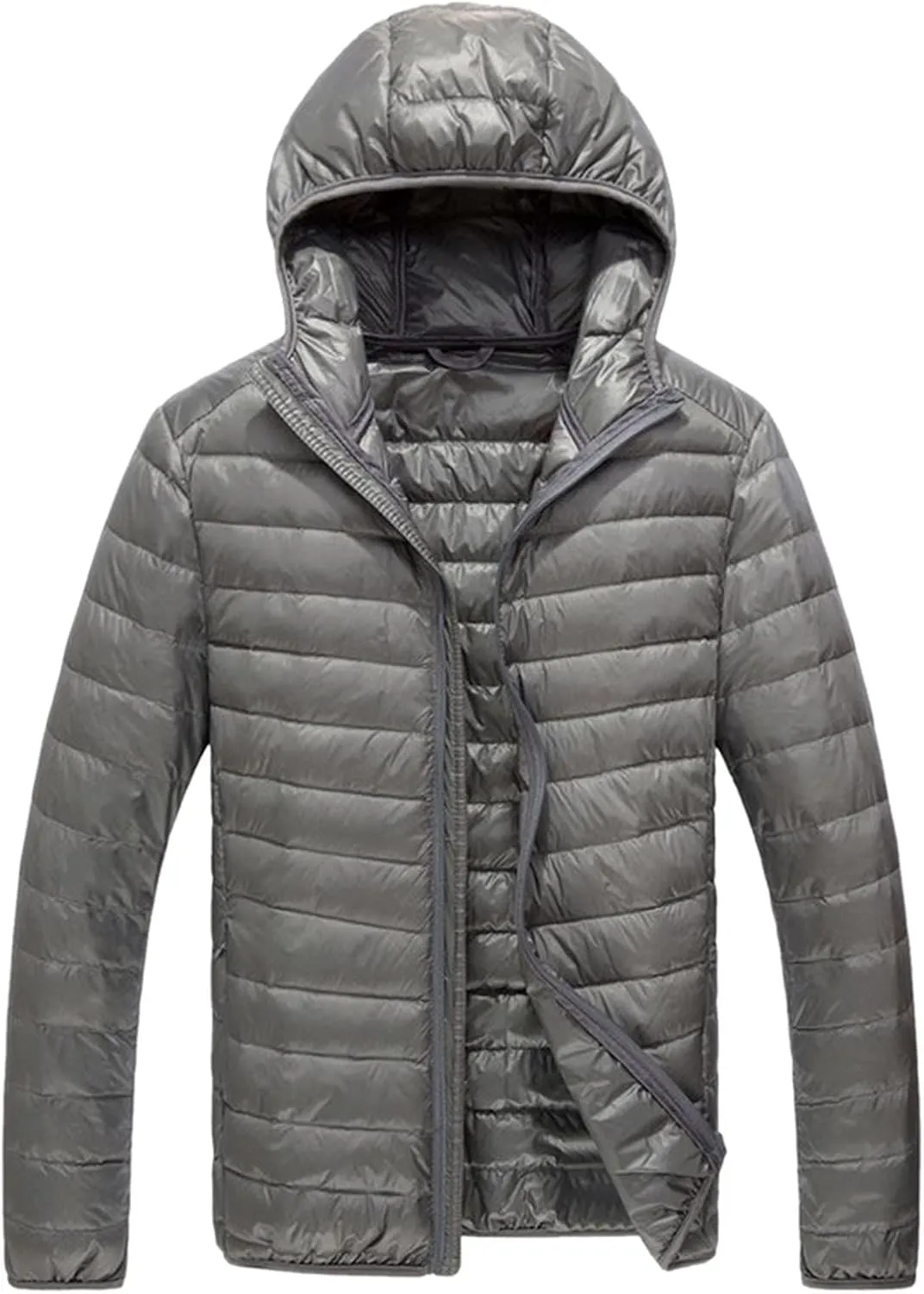 Men's Puffer Jackets Warm Puffy Lightweight Down Jacket Windproof Packable Quilted Coat Hoodless Winter Parka