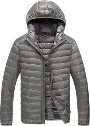 Men's Puffer Jackets Warm Puffy Lightweight Down Jacket Windproof Packable Quilted Coat Hoodless Winter Parka