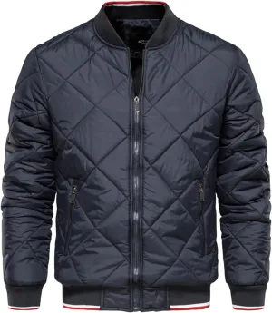 Mens Winter Coats Fashion Casual Solid Zipper Stand Collar Windbreaker Down Cotton Padded Jacket with Pockets