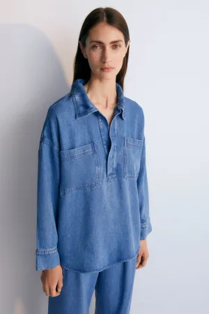 Micenas Woman Shirt Mid Blue Denim