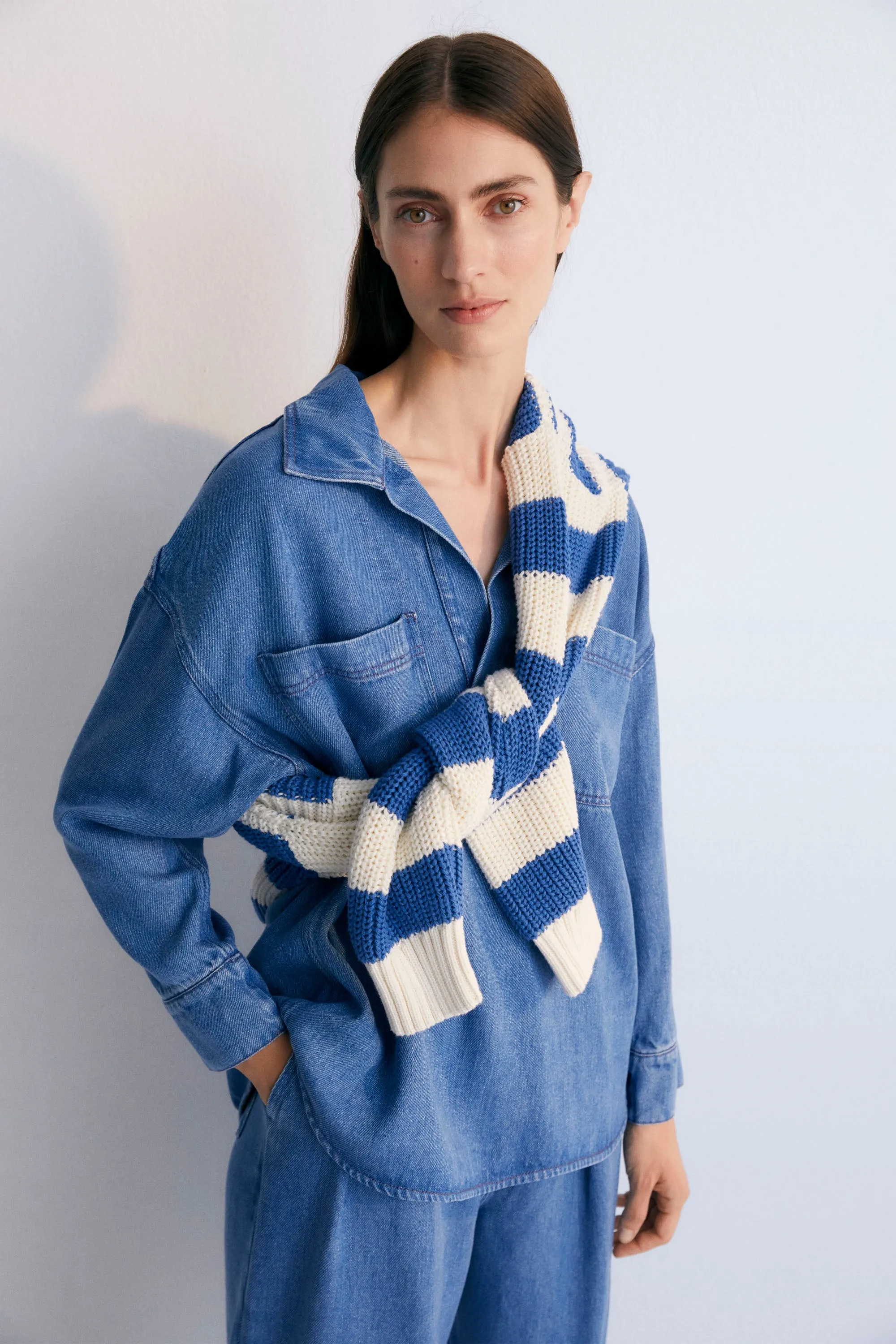 Micenas Woman Shirt Mid Blue Denim