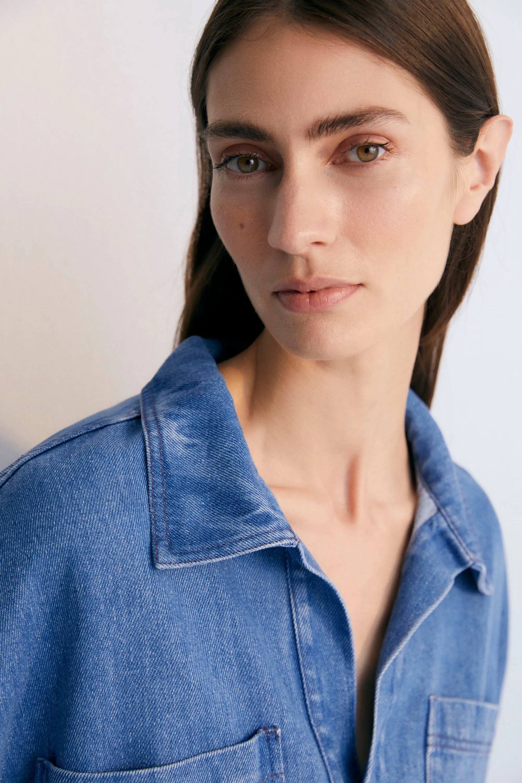 Micenas Woman Shirt Mid Blue Denim