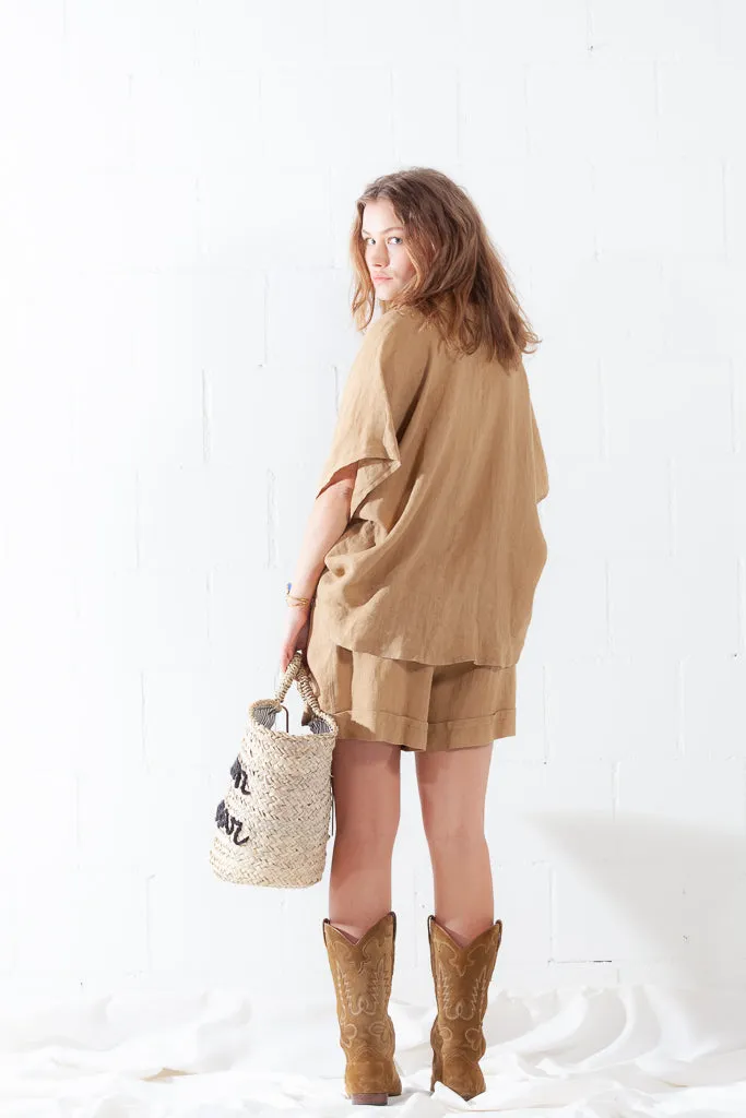 Momonì Womens Elafonissi Shirt Sand Brown Color ByAdushka