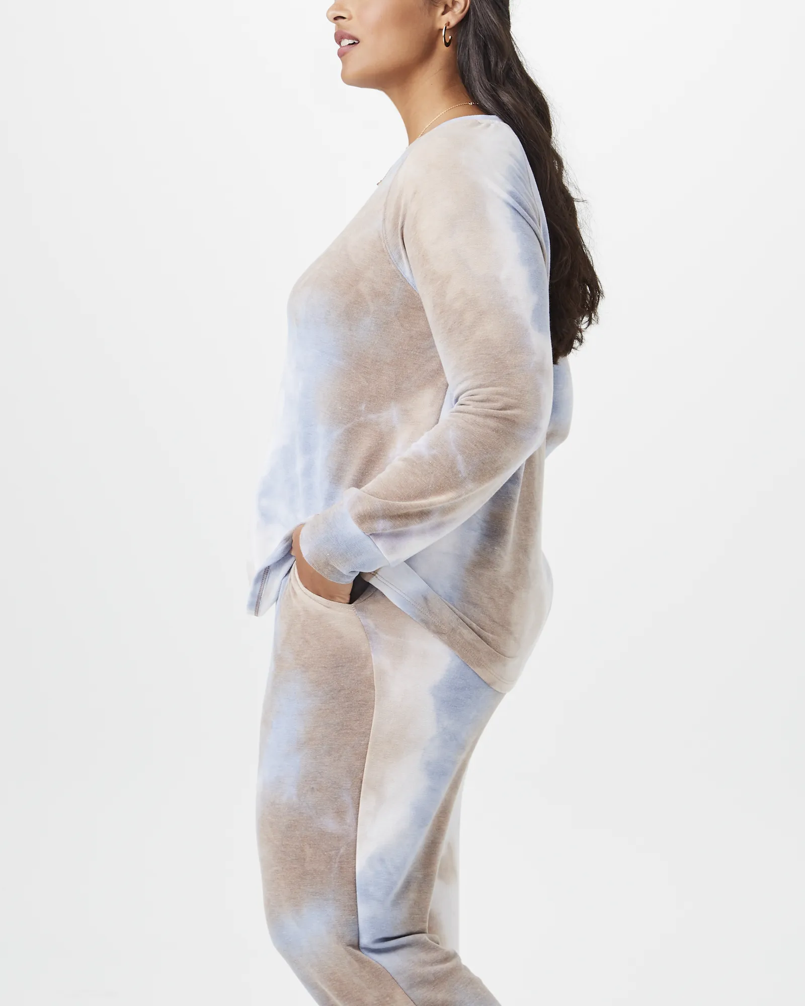 Natalie Tie-Dye Jogger | Brown / Azure Blue