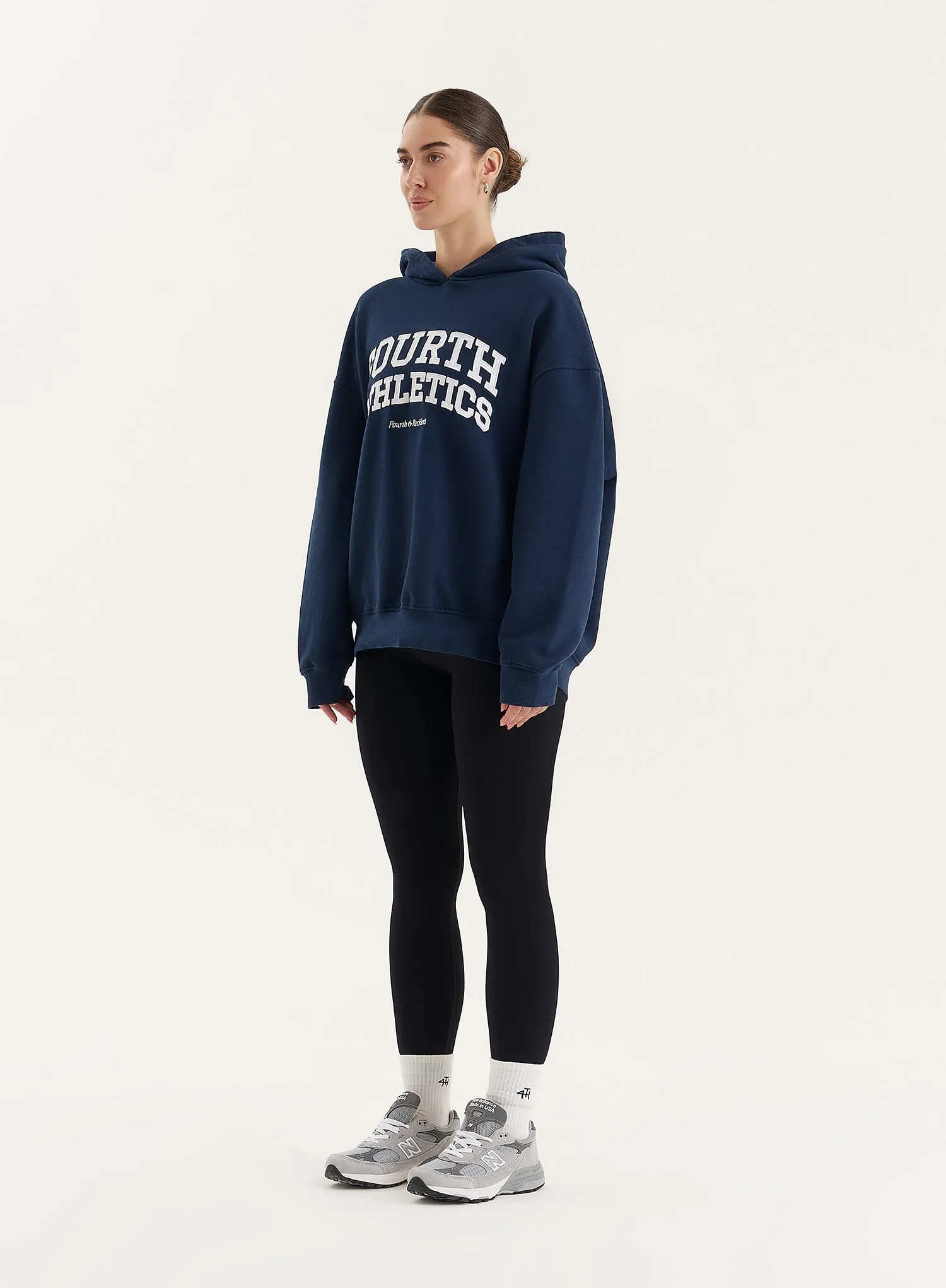 Navy Fourth Athletics Slogan Oversized Hoodie- Bobby
