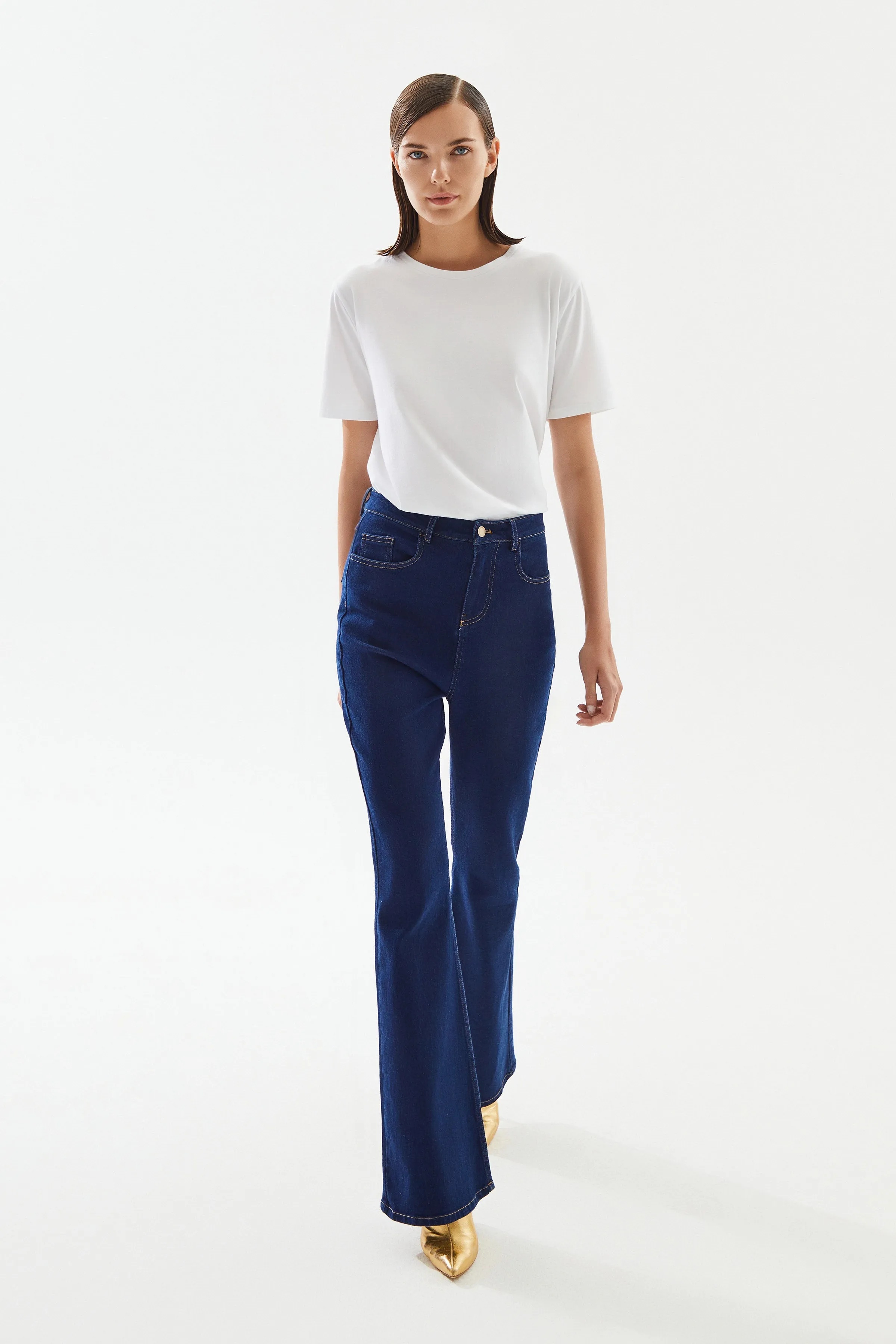 Navy High Rise Flare Pants