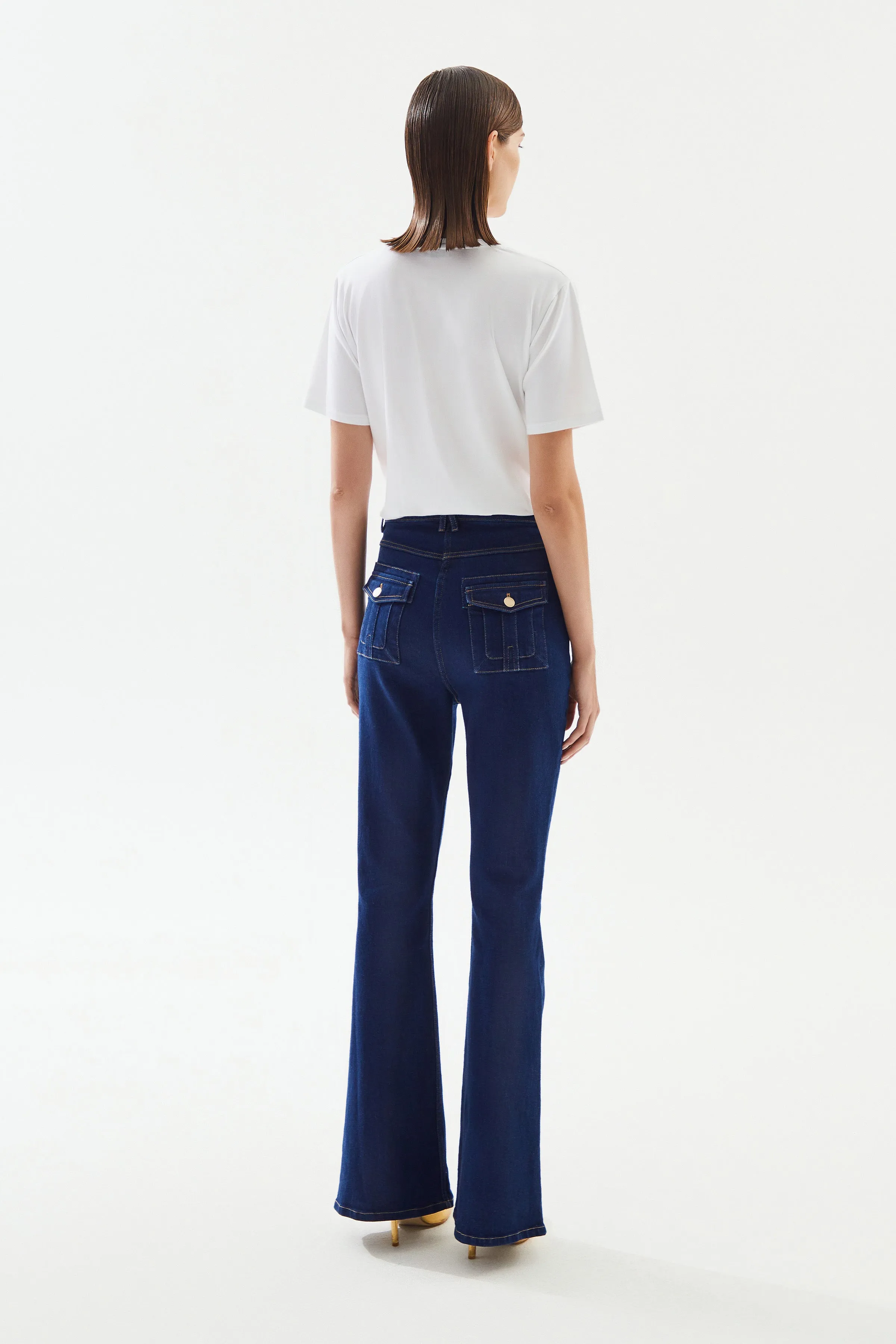 Navy High Rise Flare Pants