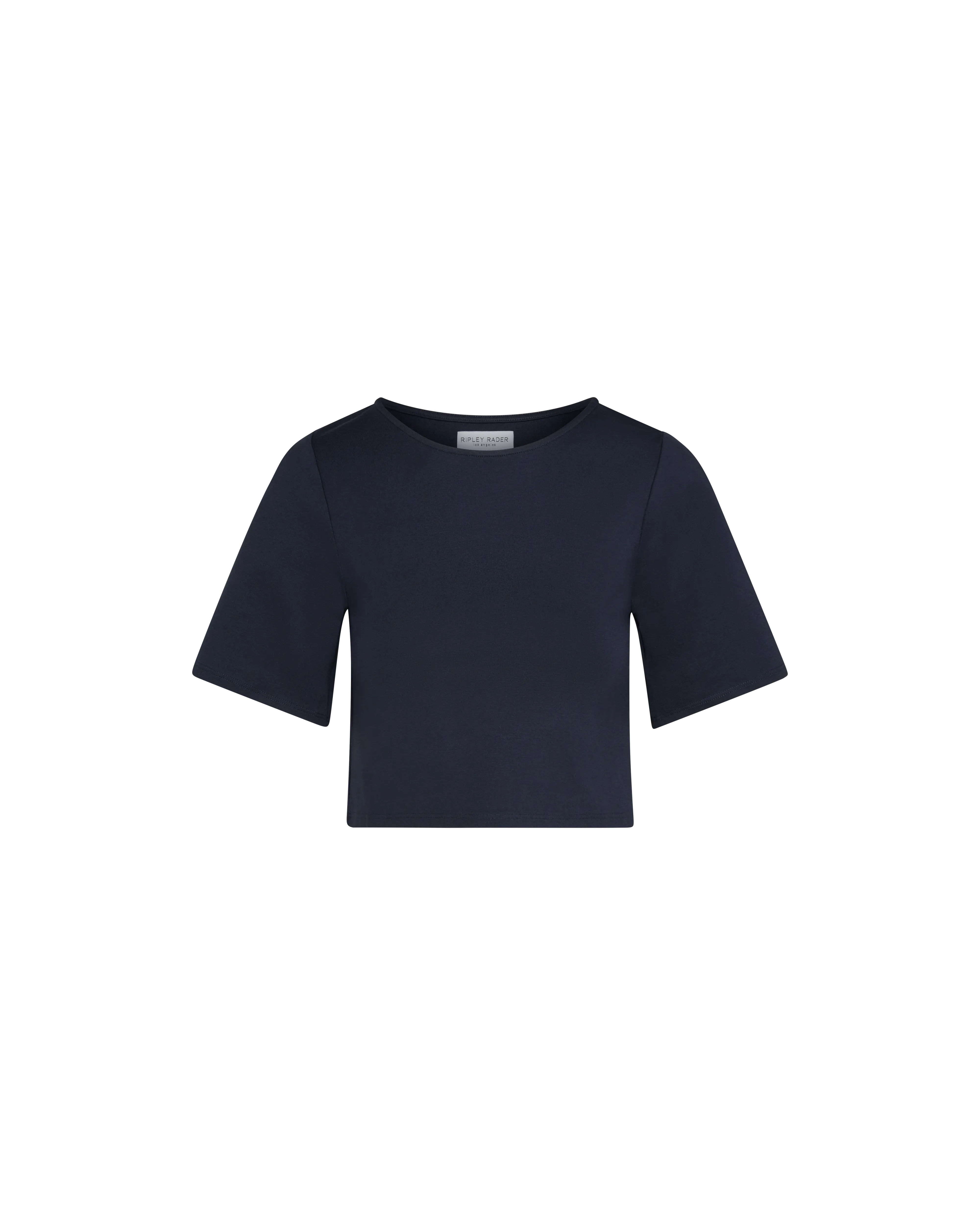 Navy Ponte Knit Short Sleeve Top