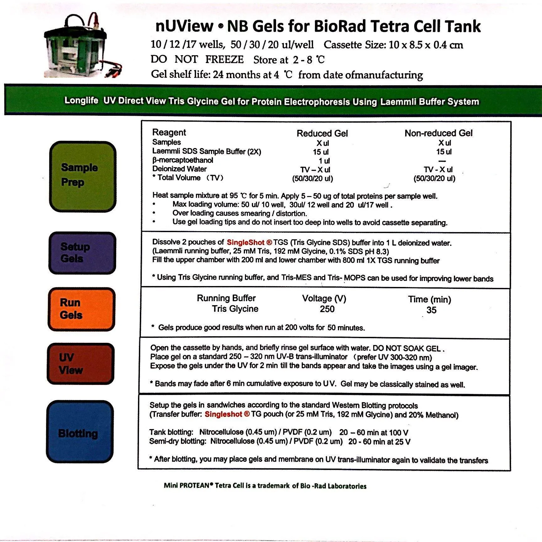 nUView™ Tris-Glycine UV reactive Precast Gel (NB)(Bio-Rad)