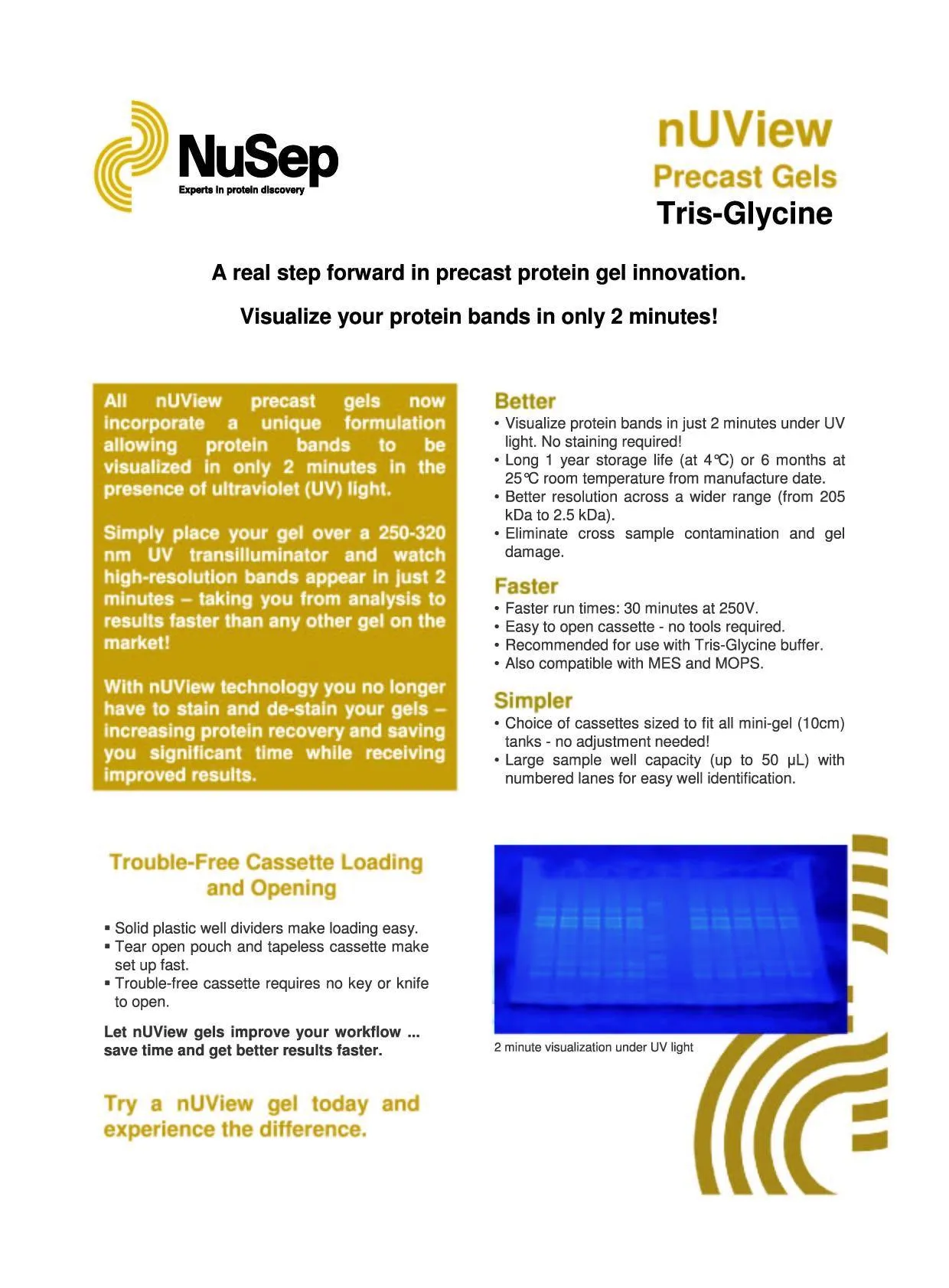 nUView™ Tris-Glycine UV reactive Precast Gel (NB)(Bio-Rad)