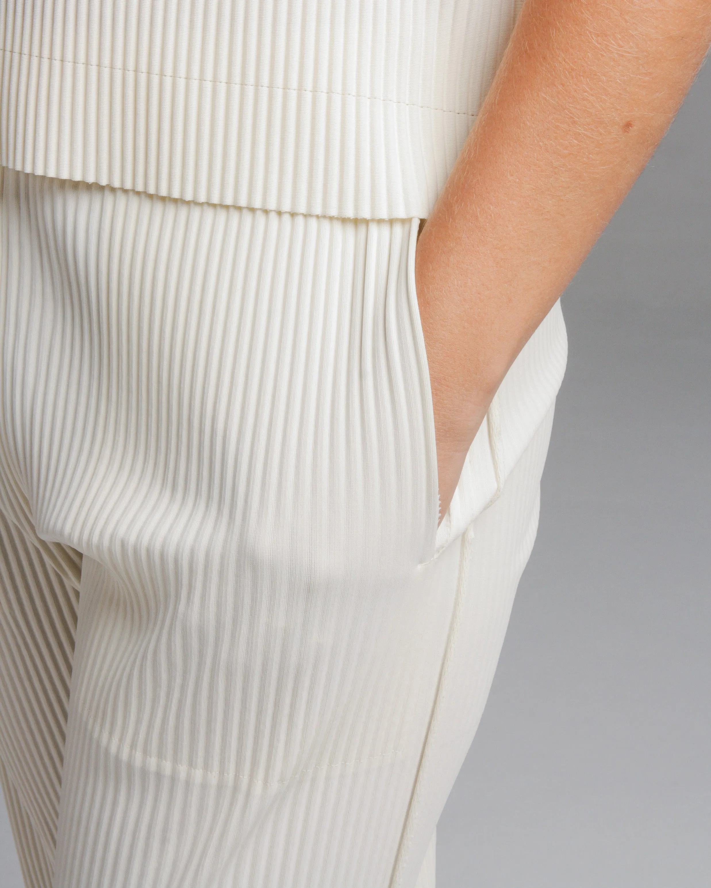 Off White Soft Pleated Straight Trouser