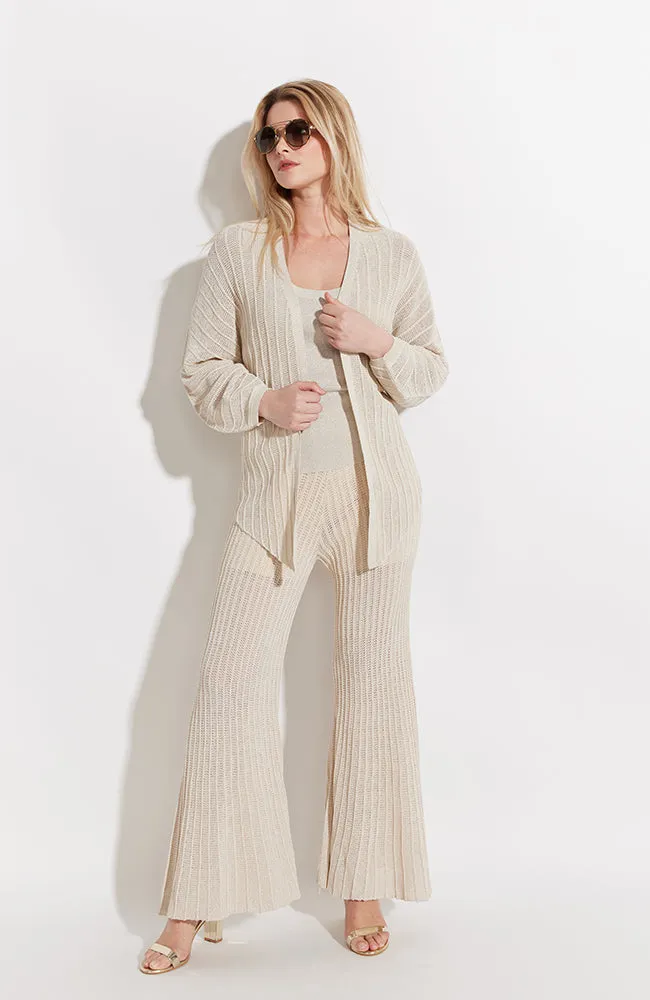 Open Knit Pull On Flare Pants