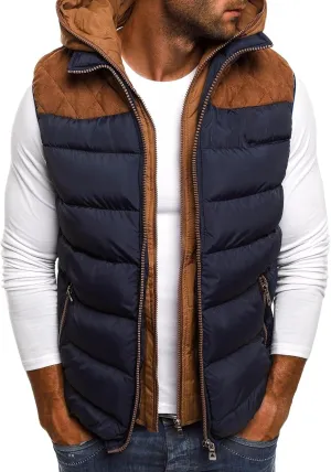 Padded Cotton Vest Mens Winter Hooded Coat Sleeveless Puffer Jacket Thick Full Zip Lightweight Thermal Casual Down Vest