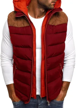 Padded Cotton Vest Mens Winter Hooded Coat Sleeveless Puffer Jacket Thick Full Zip Lightweight Thermal Casual Down Vest