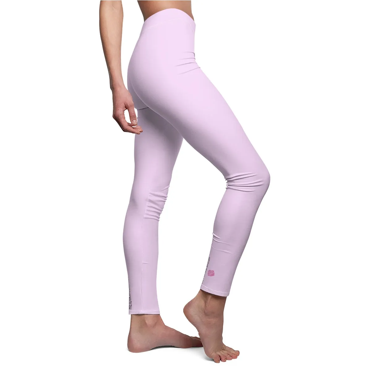 Pastel Pink Women's Casual Leggings, Solid Color Pink Polyester Brushed Suede Soft Tights, Made in USA, Size: XS-2XL