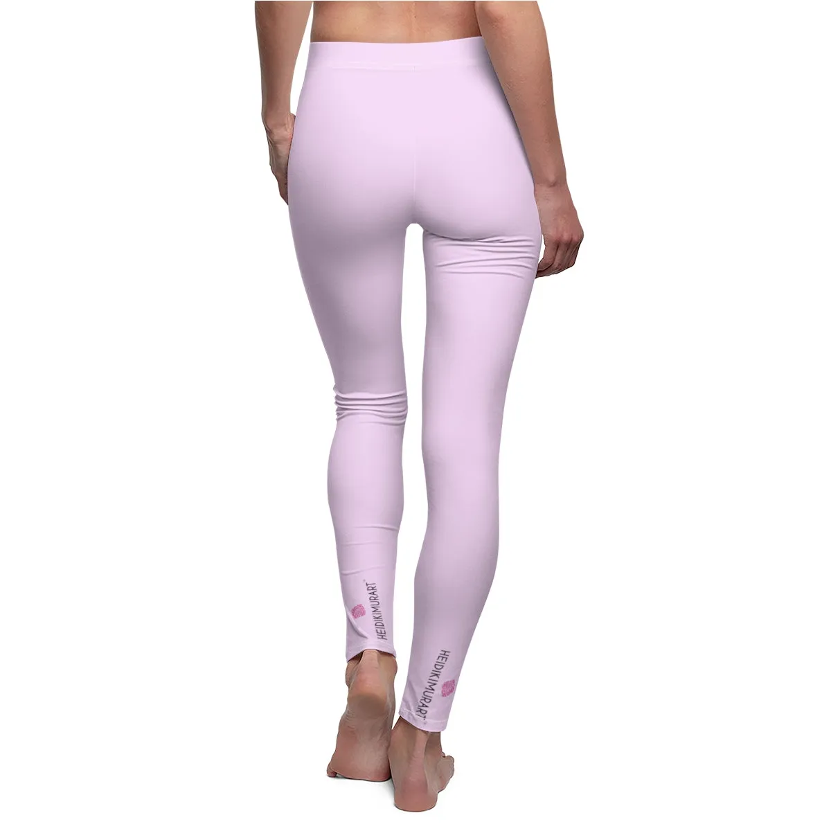 Pastel Pink Women's Casual Leggings, Solid Color Pink Polyester Brushed Suede Soft Tights, Made in USA, Size: XS-2XL