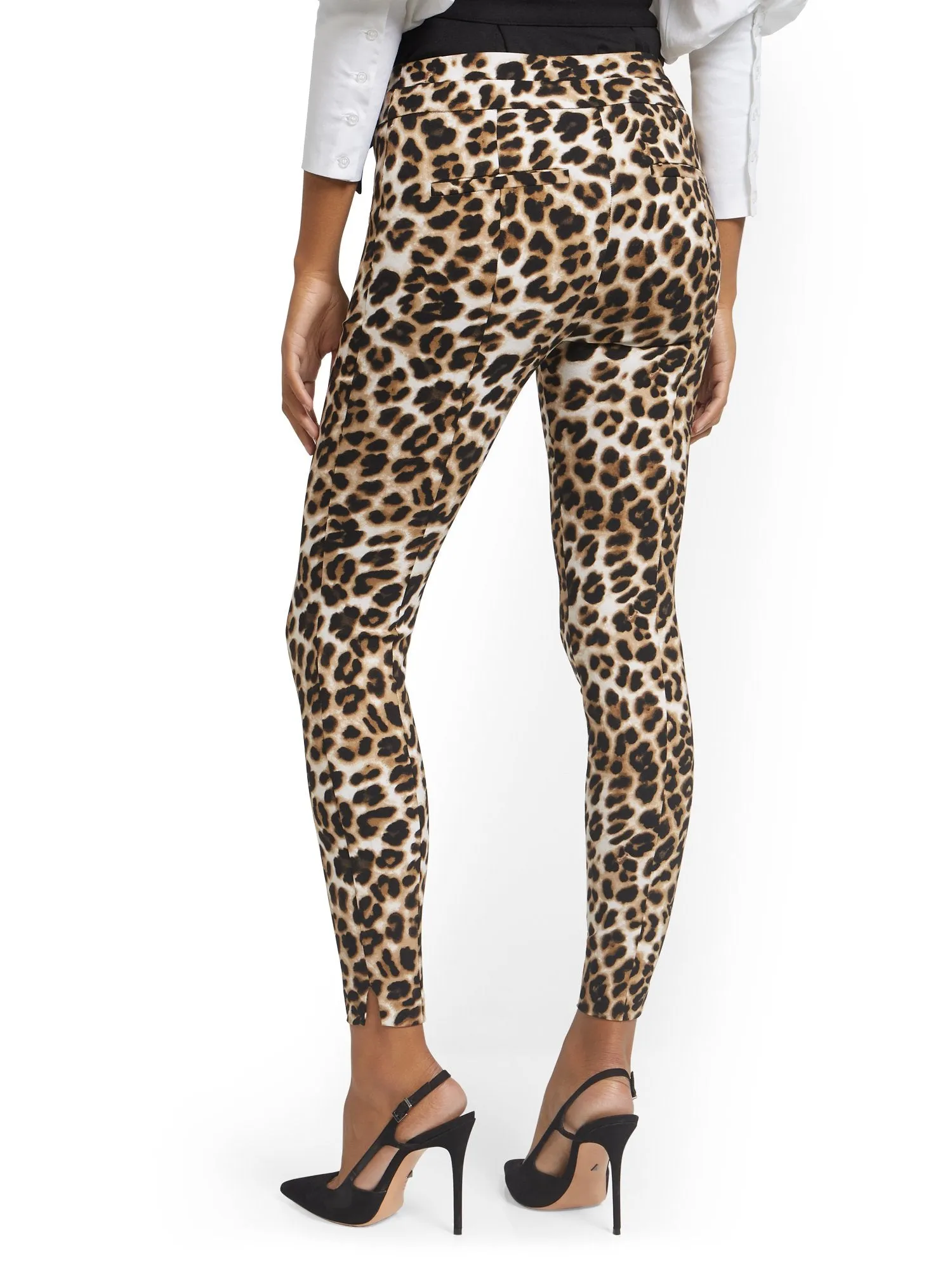 Petite Whitney High-Waisted Pull-On Slim-Leg Pant - Leopard