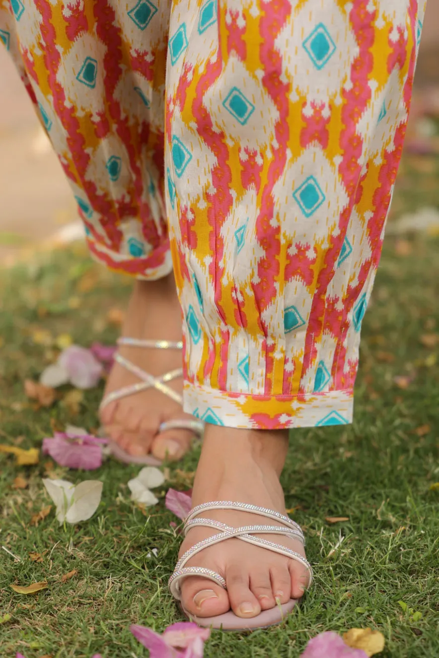 Pink Cotton Shirt Collar Kurta Co-Ord Set