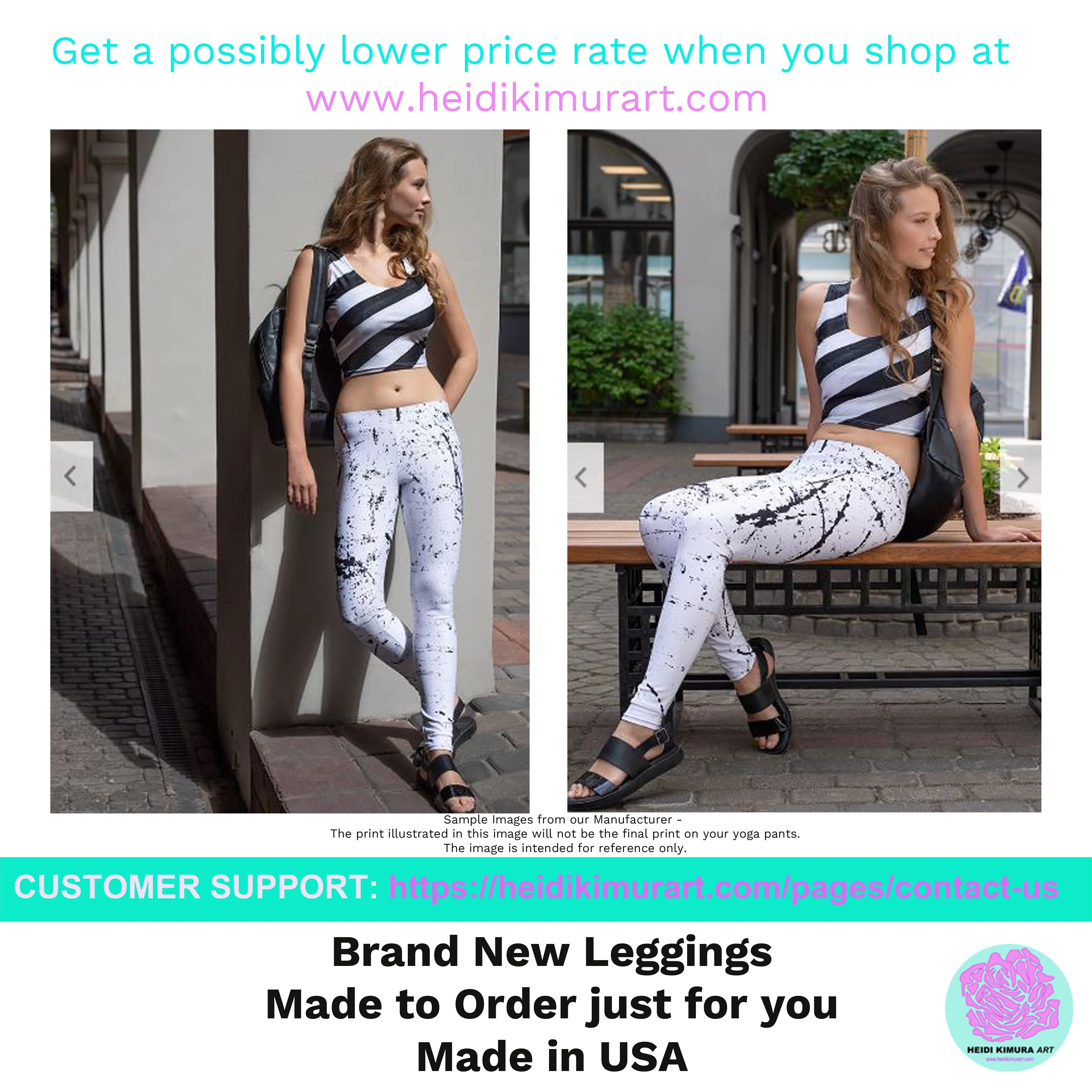 Pink Rose Leggings, Pink Abstract Rose Floral Print Women's Long Casual Running Tights - Made in USA/EU