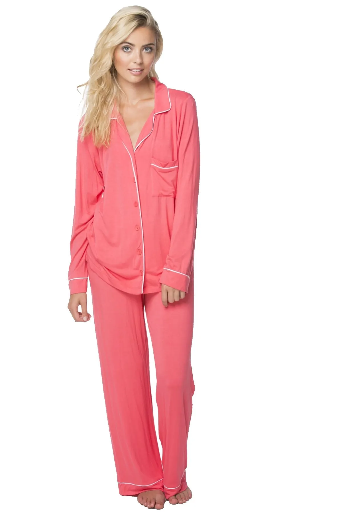Pippa Knit Jersey Pajama Set with Piping