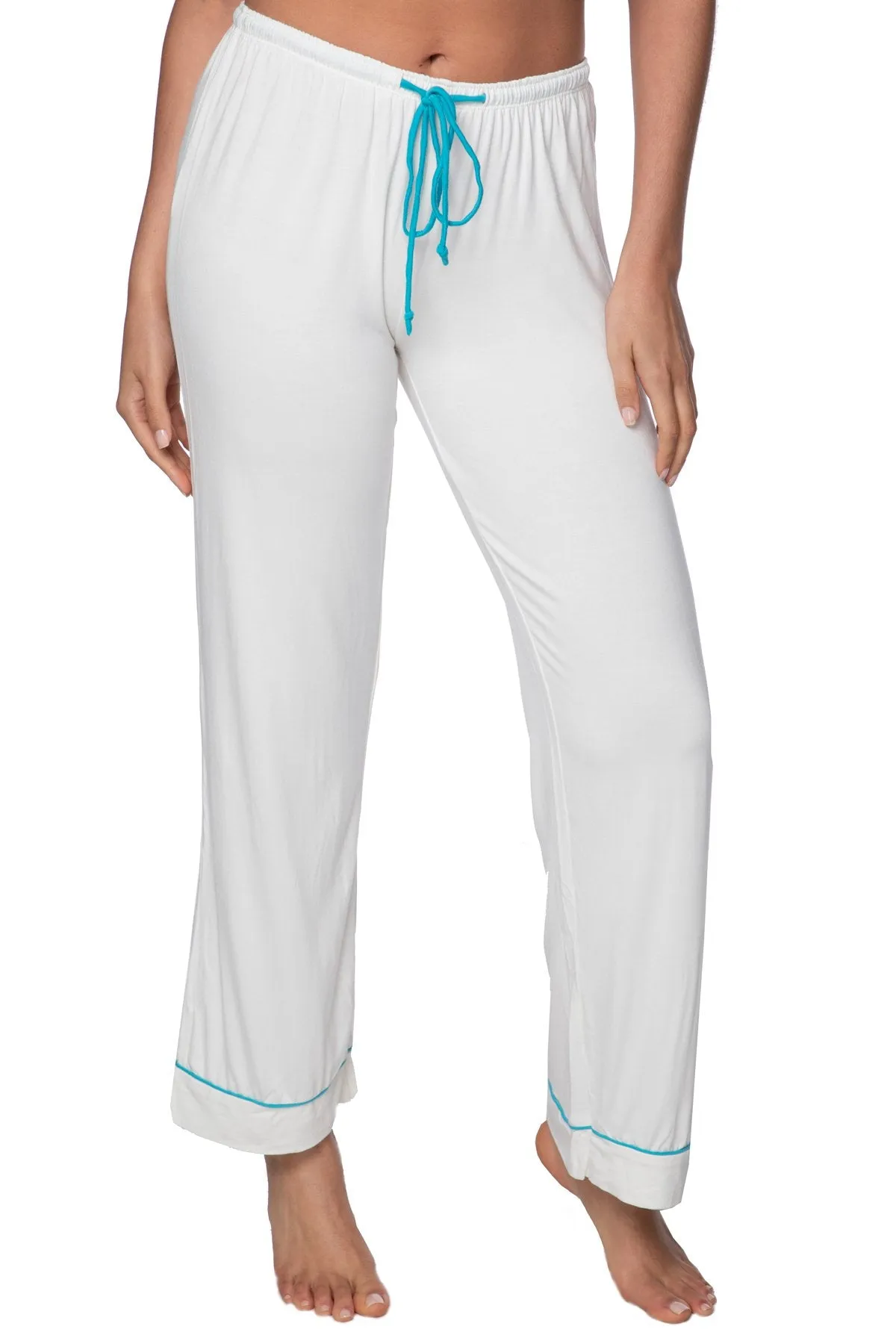 Pippa PJ Knit Pant in Nude with Contrast Piping