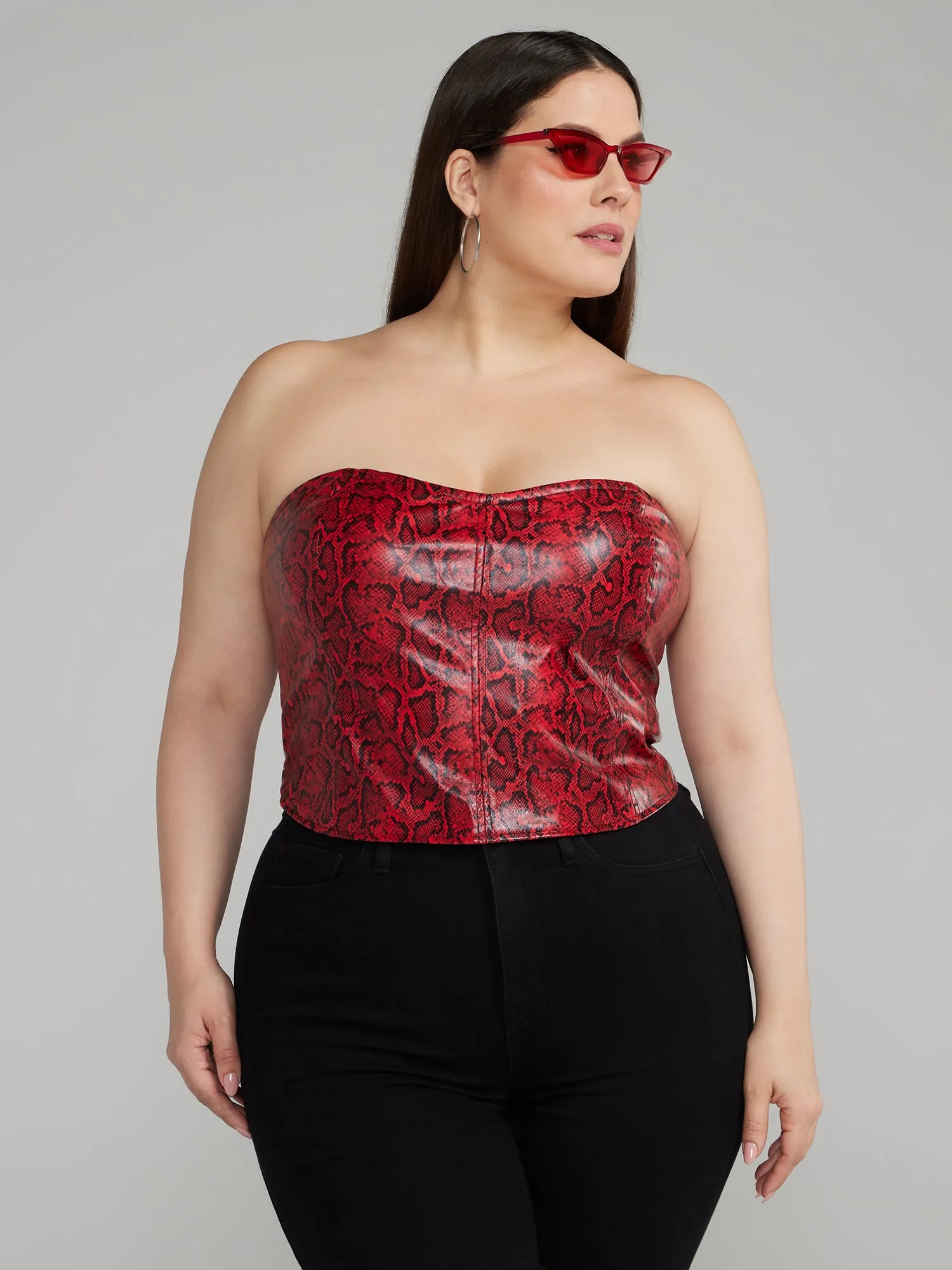 Plus Snake Print Corset Top