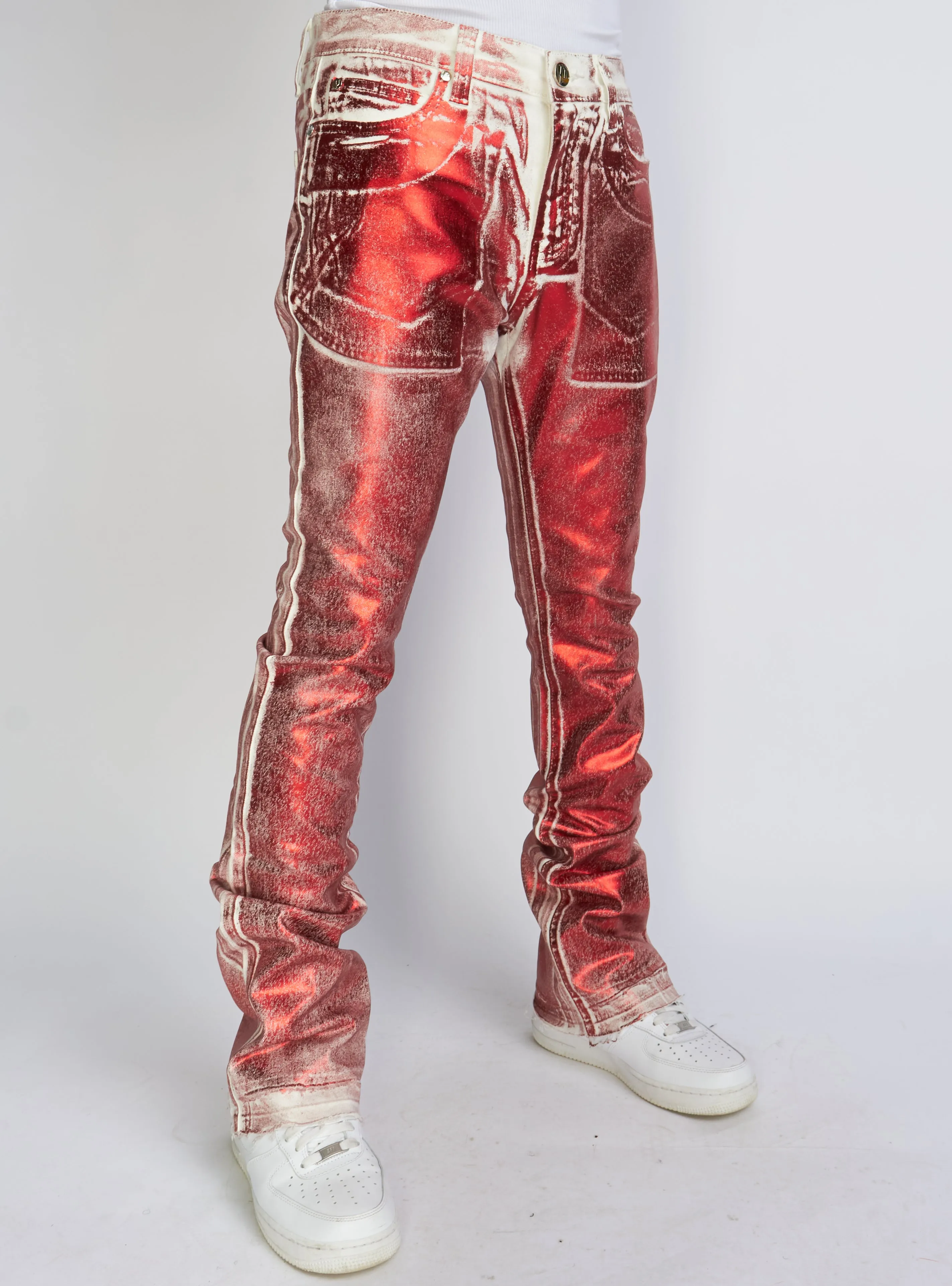 Politics Metallic Jeans Red Stacked - Denim Cobray503
