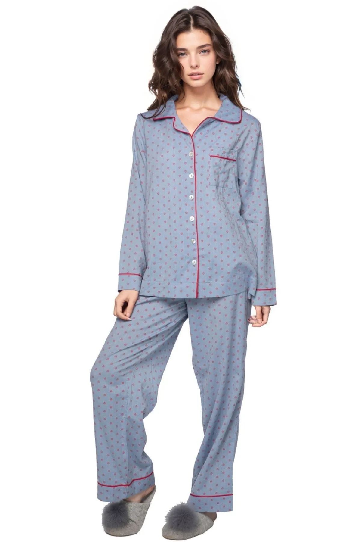 Printed PJ Set in Geo Dot Print Red