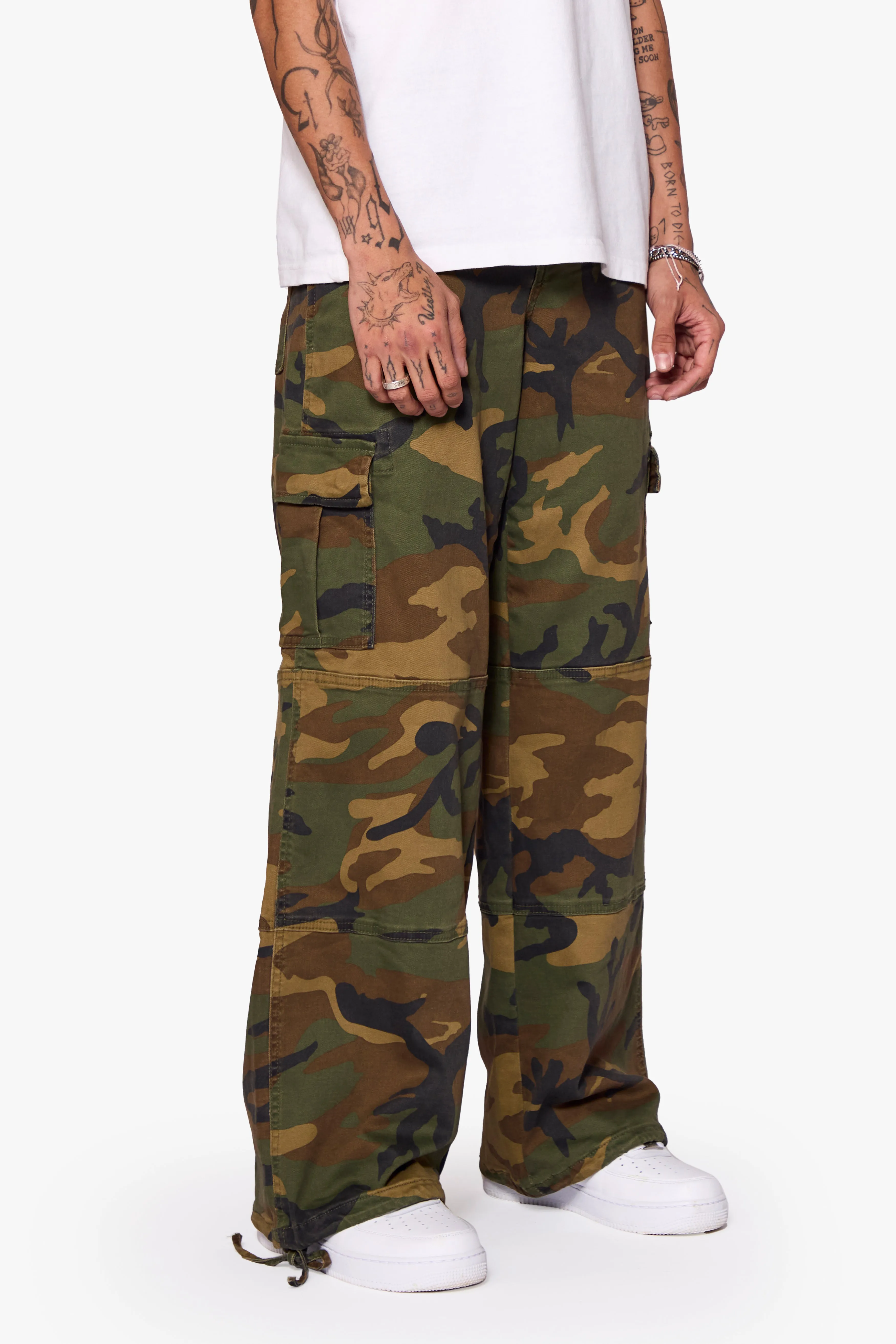 "SAFARI" FOILAGE GREEN BAGGY DENIM JEAN