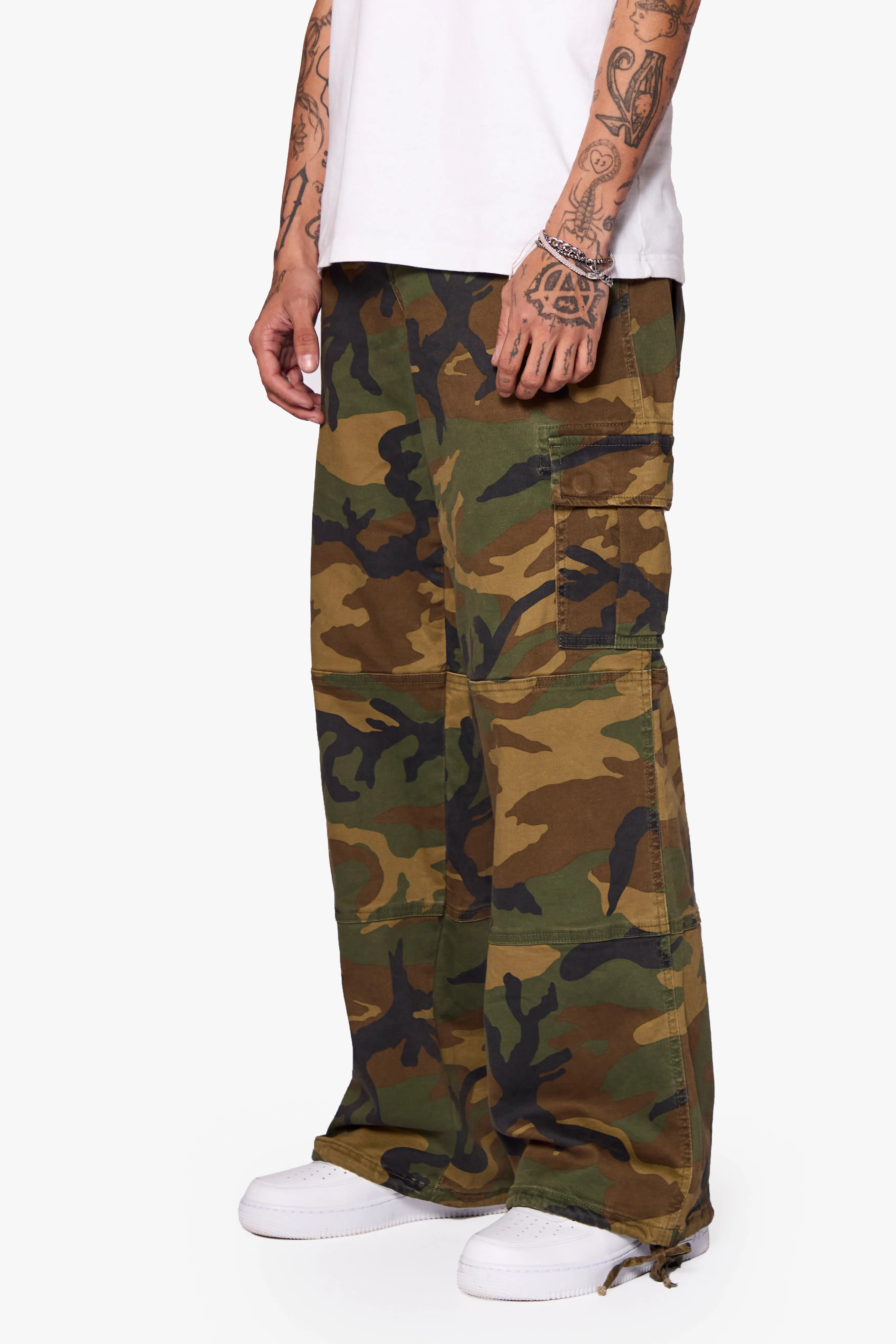 "SAFARI" FOILAGE GREEN BAGGY DENIM JEAN