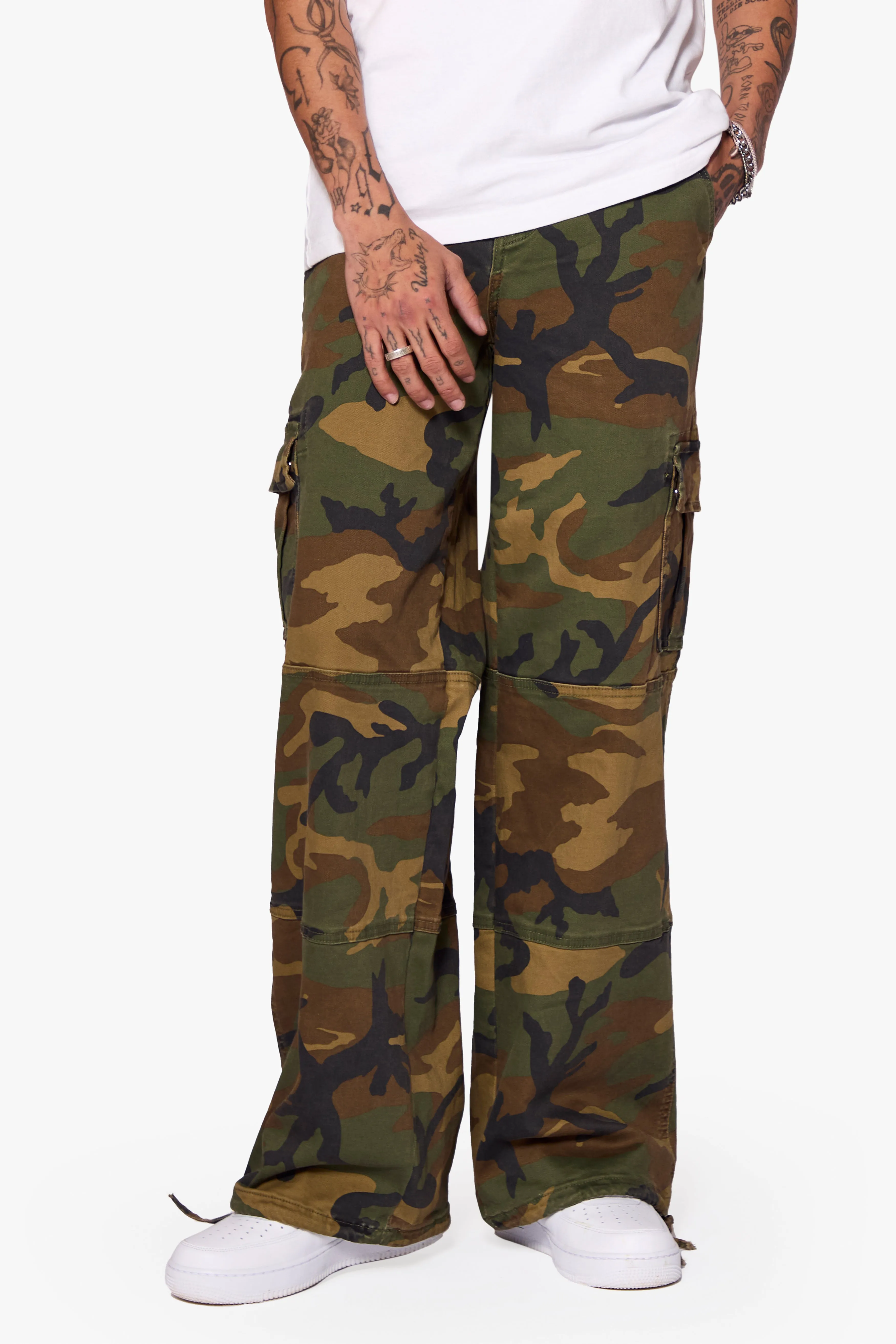 "SAFARI" FOILAGE GREEN BAGGY DENIM JEAN