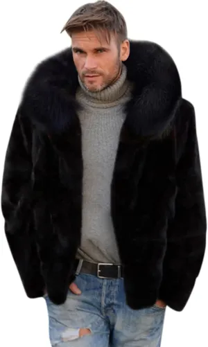 QWENTMTNTY Men's Fashion Faux Fur Coat Long Length Fashion Fluffy Heavyweight Coat Winter Plush Furry Luxury Parka Jacket