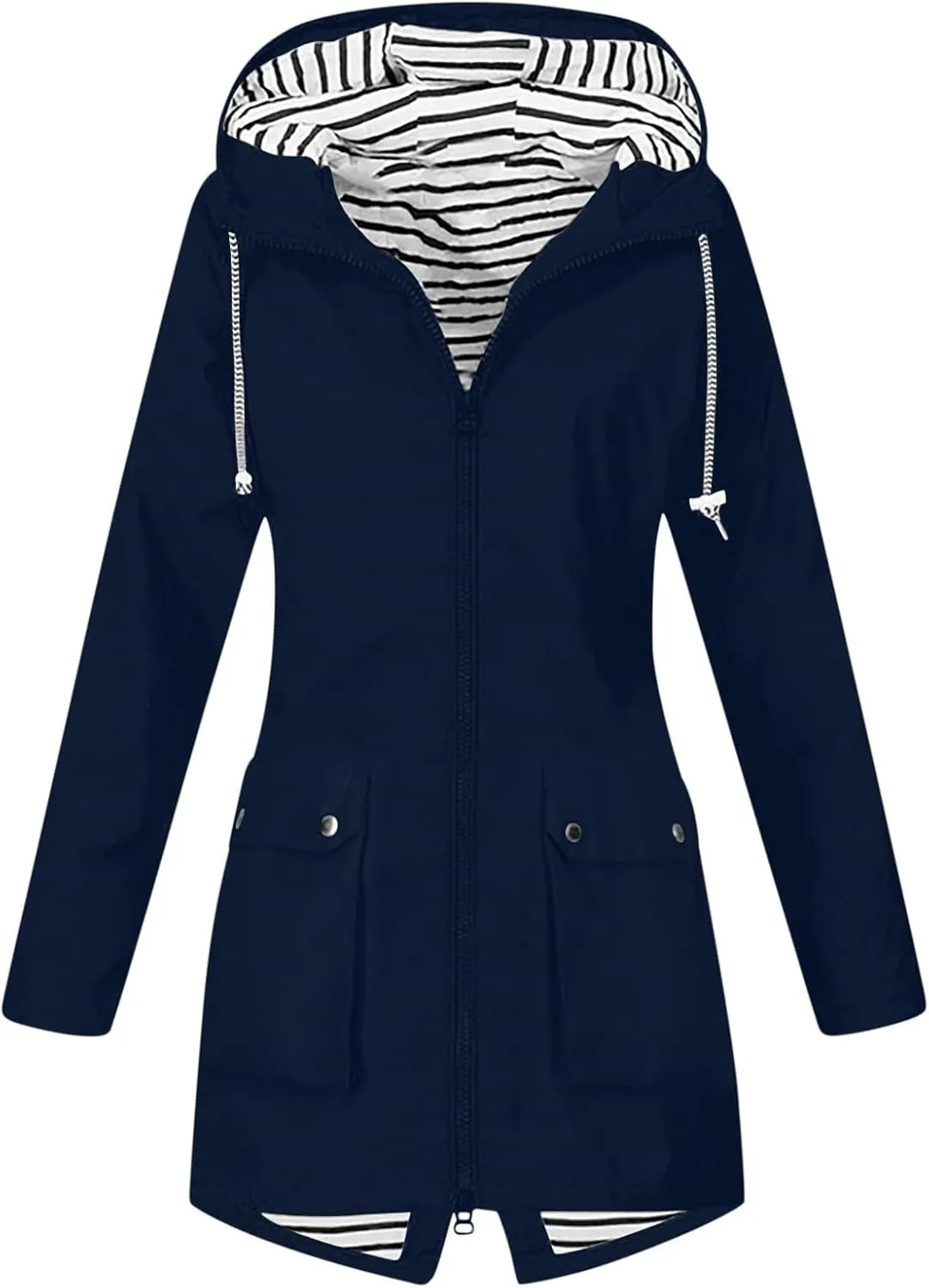 Rain Jackets for Women Waterproof Hooded Anoraks Lightweight Trench Coat Solid WindBreaker Fall Outfits with Pockets