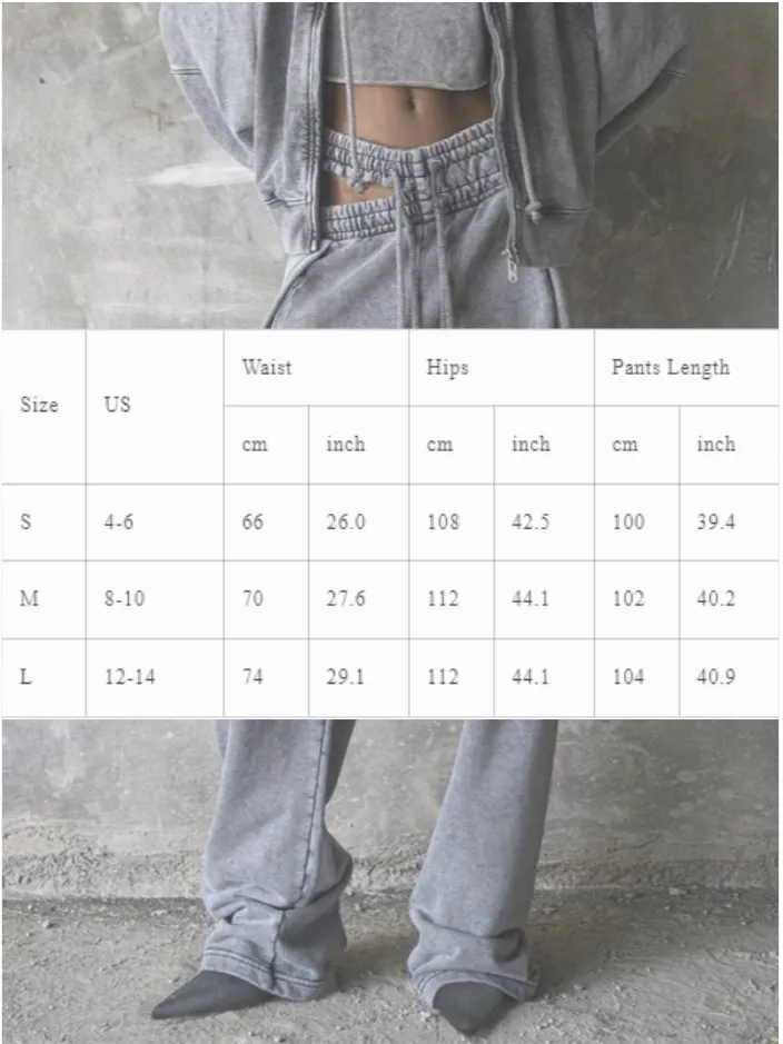 Retro Double Waist Drawstring Hollow Casual Straight Sweatpants