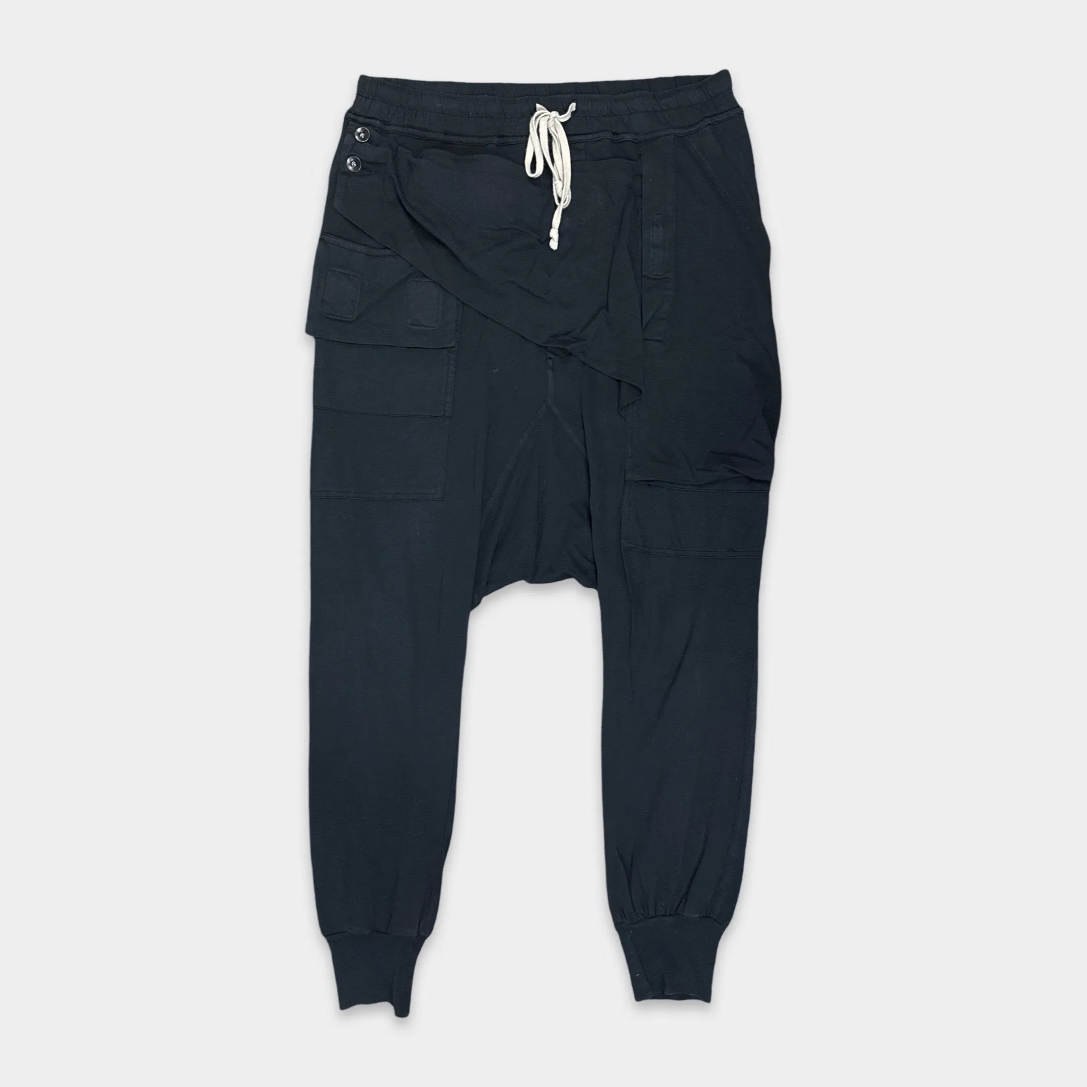 Rick Owens Men's Black Drop Crotch Cotton Joggers