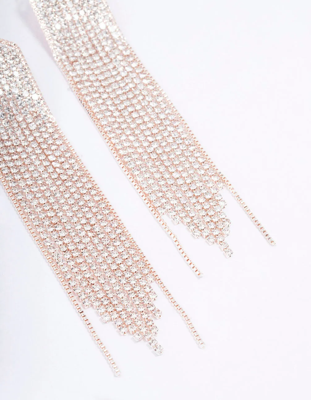 Rose Gold Cupchain Pointed Drop Earrings