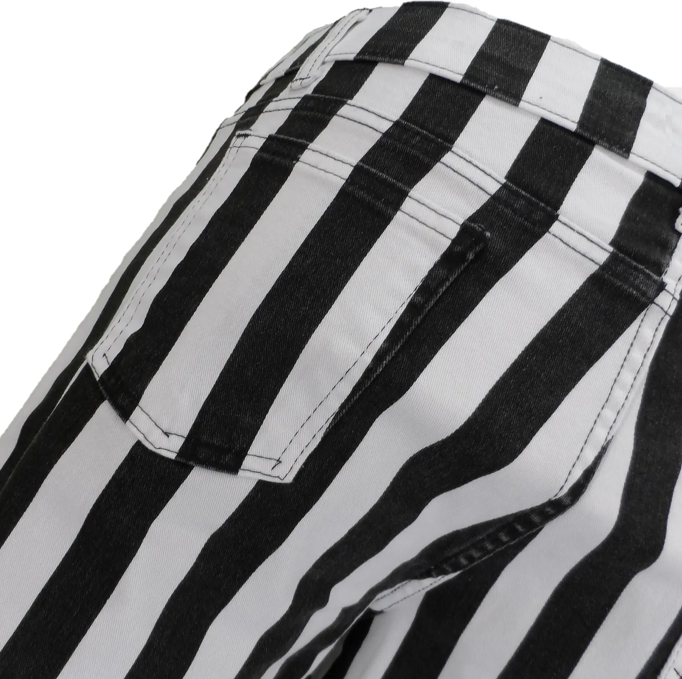 Run & Fly Mens Black and White Striped Skinny Jeans