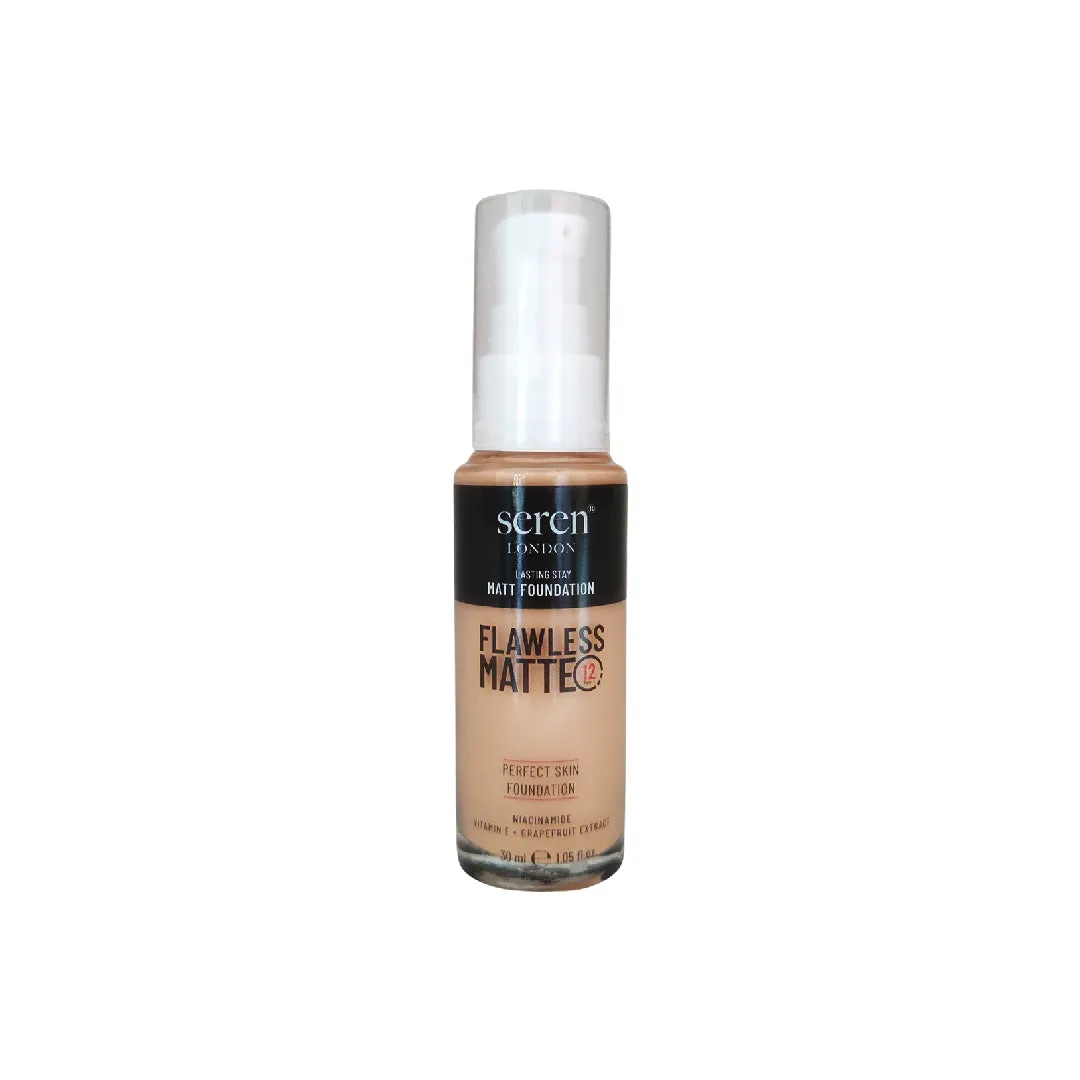 Seren London Flawless Matte Foundation With Niacinamide, Vitamin E   Grapefruit Extract 30ml
