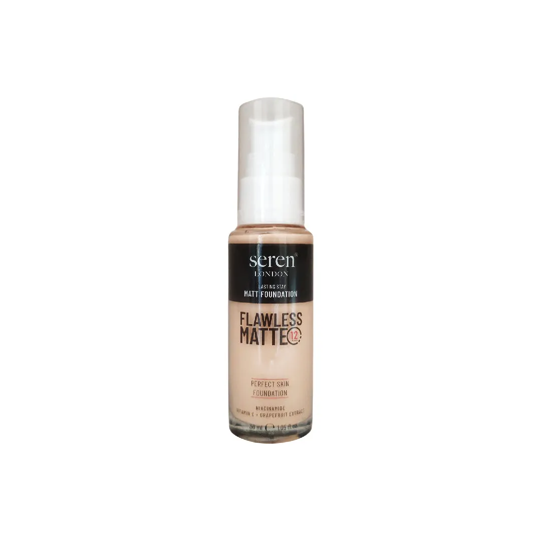 Seren London Flawless Matte Foundation With Niacinamide, Vitamin E   Grapefruit Extract 30ml
