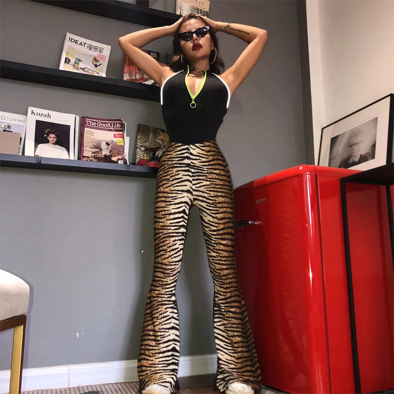 Sexy Flare High Waist Animal Print Bodycon Pants