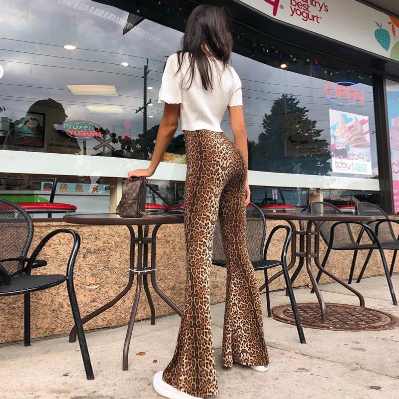 Sexy Flare High Waist Animal Print Bodycon Pants