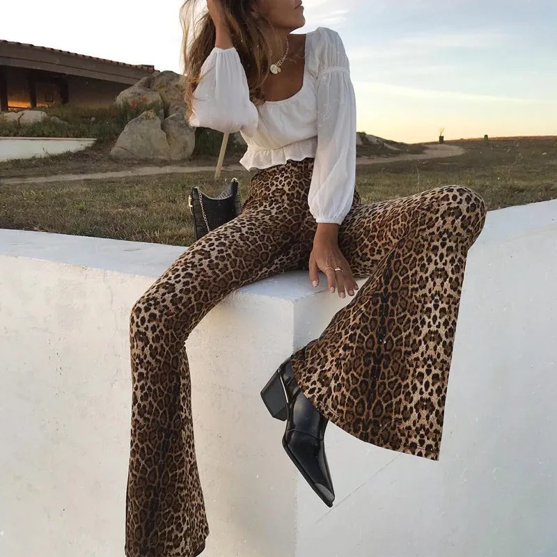 Sexy Flare High Waist Animal Print Bodycon Pants