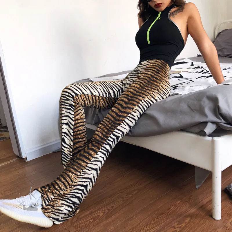Sexy Flare High Waist Animal Print Bodycon Pants