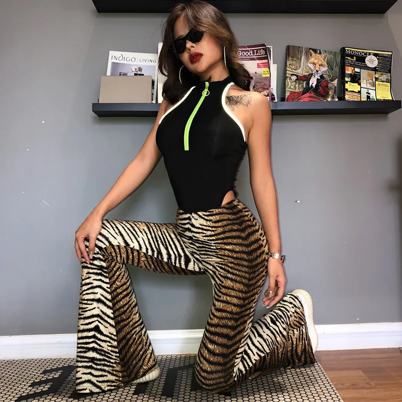 Sexy Flare High Waist Animal Print Bodycon Pants